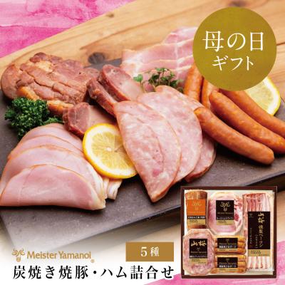 ふるさと納税 南さつま市 [母の日ギフト]マイスター山野井 炭焼き焼豚とハムの詰め合わせ(5種) ハムギフト