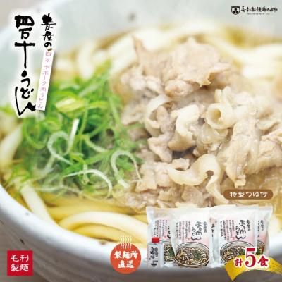 ふるさと納税 四万十市 四万十ポークで作ったジューシーな麦屋の肉うどん(特製つゆ付き) 5食入り 26-187