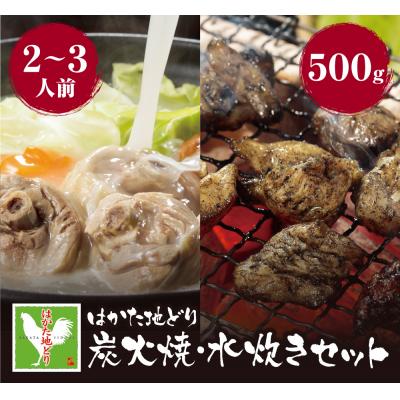 ふるさと納税 福智町 はかた地どり 炭火焼500g&amp;水炊き(2〜3人前)セット