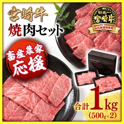 ふるさと納税 西都市 [畜産農家応援][宮崎牛]焼肉セット1kg!! A4〜A5等級ミヤチク[2770]