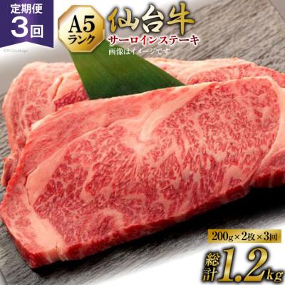 ふるさと納税 気仙沼市 3回 定期 肉 仙台牛 A5 サーロイン ステーキ 200g×2枚 計1.2kg 20565330