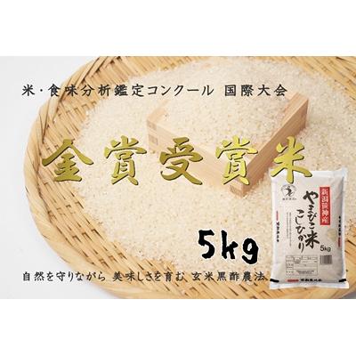 ふるさと納税 阿賀野市 [令和7年産先行受付]玄米黒酢農法コシヒカリ「やまびこ米」5kg(白米)