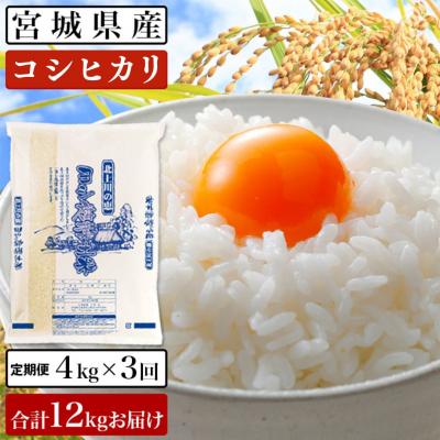 ふるさと納税 石巻市 令和8年産<定期便>ヨシ腐葉土米 精米12kg(4kg×3回発送)コシヒカリ お米