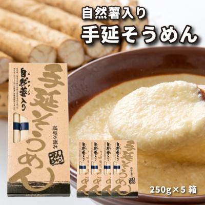ふるさと納税 三原市 コシがあって美味しい手延べ乾麺の自然薯入りそうめん(250g×5箱)[029-006]