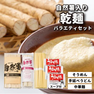ふるさと納税 三原市 コシがあって美味しい手延べ乾麺の自然薯入り乾麺バラエティセット(小)[029-007]