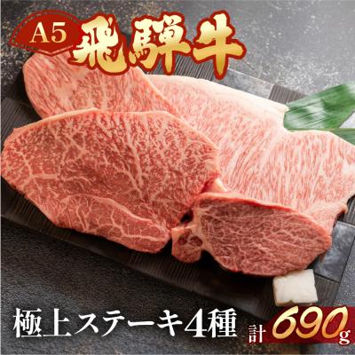 ふるさと納税 下呂市 飛騨牛ステーキ食べ比べセット 4種類 ヒレ サーロイン イチボ ランプ[冷凍][11-44n]