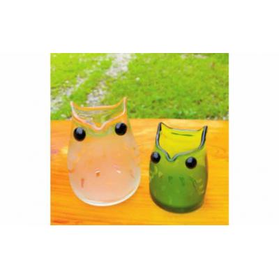 ふるさと納税 飯能市 [ガラス製一輪挿し]ふくろう親子セット