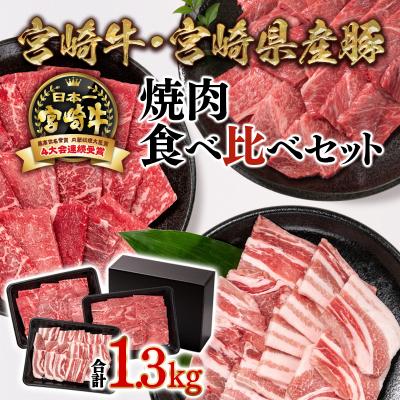 ふるさと納税 西都市 [宮崎牛&amp;宮崎県産豚肉]計1.3kg焼肉セット3種食べ比べミヤチク[2779]