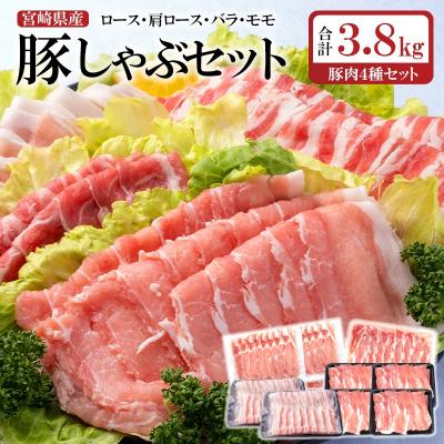 ふるさと納税 西都市 合計3.8kg!宮崎県産豚しゃぶ4種セット計9パック しゃぶしゃぶ用豚肉小分け[2856]