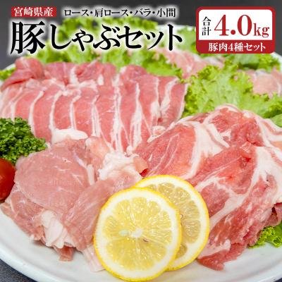 ふるさと納税 西都市 合計4kg !宮崎県産豚肉4種のしゃぶしゃぶ・小間切れセット 豚しゃぶ [2857]