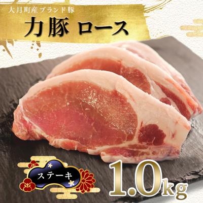 ふるさと納税 大月町 [国産]力豚 豚肉 ロース ステーキ用1kg 小分け ブランド豚 お祝い ご褒美 真空 ポーク 冷凍