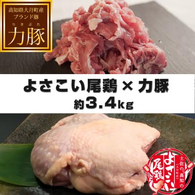 ふるさと納税 大月町 [国産]鶏肉×豚肉 約3.4kgセット 鶏もも 鶏むね 豚細切れ ウデ肉 小分け ブランド銘柄 焼肉