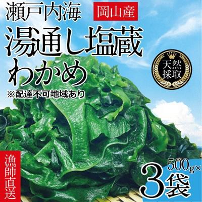 ふるさと納税 瀬戸内市 湯通し塩蔵 瀬戸内 わかめ 500g×3袋【岡山