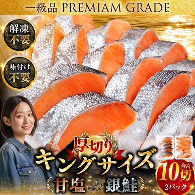 ふるさと納税 釧路市 キングサイズの甘塩銀鮭 旨味抜群 半身 厚切10切 第三弾 ふるさと納税 鮭 F4F-8080 | 