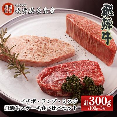 ふるさと納税 下呂市 飛騨牛ステーキ食べ比べ(イチボ・ランプ・ミスジ各100g 計3枚)[22-22]