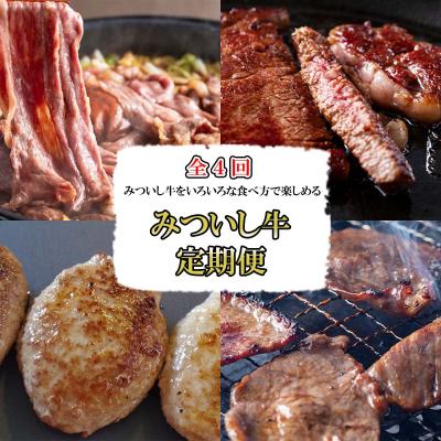 ふるさと納税 新ひだか町 &lt;定期便4回&gt; 北海道産 黒毛和牛 みついし牛 食べ比べ定期便