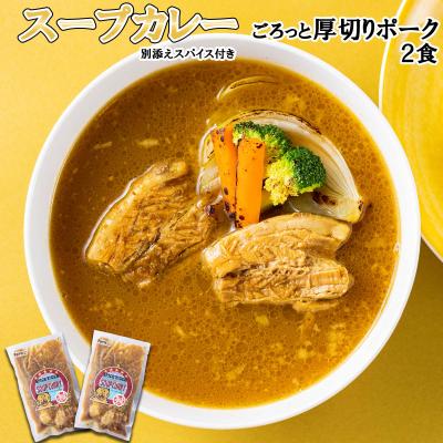 ふるさと納税 新ひだか町 北海道産スープカレー 厚切りポーク 2食