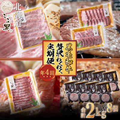 ふるさと納税 新ひだか町 [定期便4回]北海道産黒毛和牛こぶ黒 A5贅沢わくわく定期便[LC]