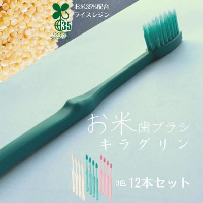 ふるさと納税 松前町 お米でできた歯ブラシ「キラグリン」3色12本セット[SYB0091_x]