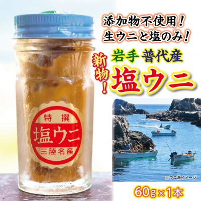 ふるさと納税 普代村 [漁師厳選 普代産生うに100%使用] 塩うに60g 1本 ミョウバン不使用 うに瓶詰め
