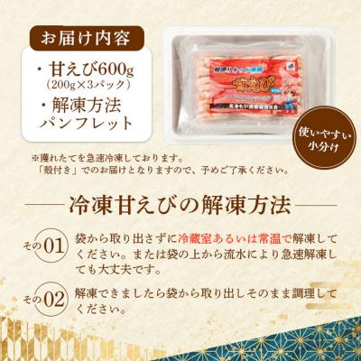 ふるさと納税 羽幌町 超速リキッド凍結でドリップゼロ!北海道羽幌産生鮮甘えび 600g |  | 03