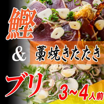 ふるさと納税 大月町 カツオ ブリ 2種 藁焼きたたき 3〜4人前 食べ比べ ぽん酢付 冷凍 真空 高知県 大月町