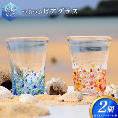 ふるさと納税 恩納村 <琉球ガラス> つぶつぶ ビアグラス 2種×各1個 セット