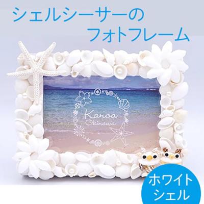 ふるさと納税 恩納村 シェルシーサーのフォトフレーム(ホワイトシェル)