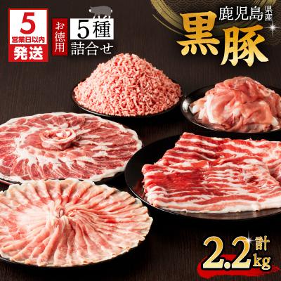 ふるさと納税 鹿児島市 [ 期間限定 生活応援 ][5営業日以内に発送]鹿児島県産黒豚お徳用 5種詰合せ(2.2kg)