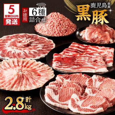ふるさと納税 鹿児島市 【5営業日以内に発送】鹿児島県産黒豚お徳用 6種詰合せ(2.8kg)　K134-012 | 
