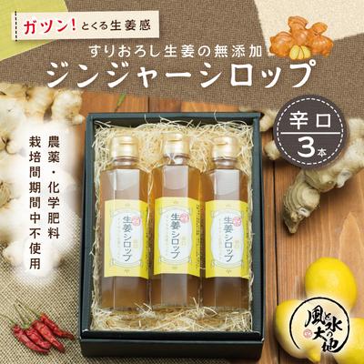 ふるさと納税 四万十市 すりおろし生姜の辛口ジンジャーシロップ3本入り