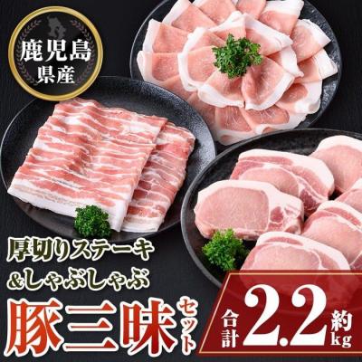 ふるさと納税 肝付町 鹿児島県産豚厚切りステーキ&amp;しゃぶしゃぶ三昧セット[約2.2kg]