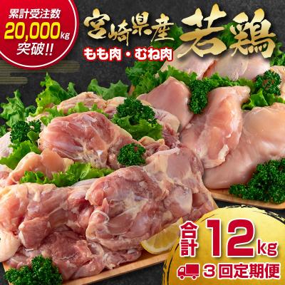 ふるさと納税 西都市 [3ヶ月定期便]宮崎県産若鶏もも肉 むね肉 4kg×3回 訳あり[先行受付][2934]