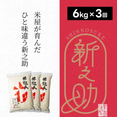 ふるさと納税 阿賀野市 [令和7年産新米][ 3ヶ月定期便]米杜氏 阿賀野市産 新之助 6kg (2kg×3袋)×3回