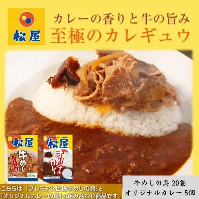 ふるさと納税 嵐山町 松屋 牛めしの具プレミアム仕様 20個 オリジナルカレー 5個