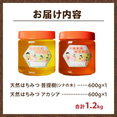 ふるさと納税 滝川市 【北海道滝川産】高見養蜂場の純粋はちみつセット(アカシヤ\u0026菩提樹、シナの木600g×各1本 計2本)の画像