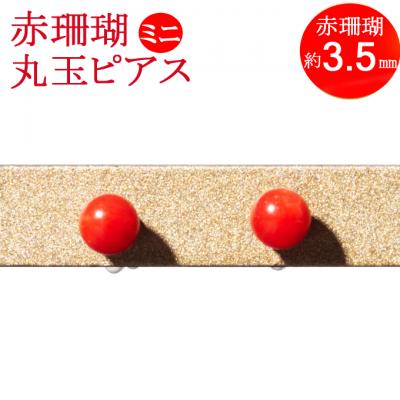 ふるさと納税 室戸市 赤サンゴ 丸玉ピアス[ミニ]
