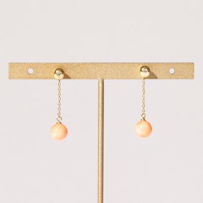 ふるさと納税 室戸市 ダイヤ入り2wayピンクサンゴピアス[K18]