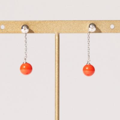 ふるさと納税 室戸市 ダイヤ入り2way赤サンゴピアス[K18WG]