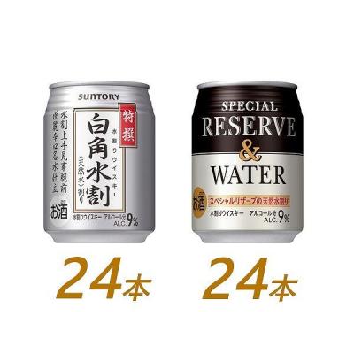 ふるさと納税 栃木市 サントリーウイスキー水割缶2種(特撰白角水割、スペシャルリザーブ&amp;ウォーター各250ml×24本)