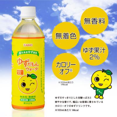 ふるさと納税 曽於市 【3回定期】ゆずだもん。ウォーター ペットボトル 500ml×48本の画像