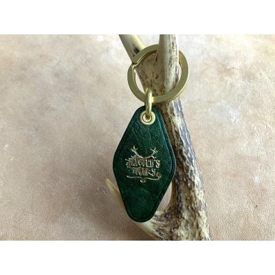 ふるさと納税 土佐清水市 鹿革と真鍮のキーホルダー[深緑](ブランドロゴ入り)革小物 レザー[R00171]