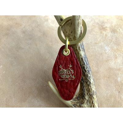 ふるさと納税 土佐清水市 鹿革と真鍮のキーホルダー[赤](ブランドロゴ入り)革小物 レザー[R00172]