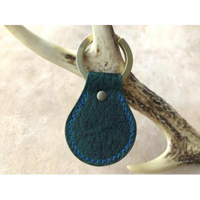 ふるさと納税 土佐清水市 鹿革と真鍮のキーホルダー[深緑]革小物 レザー キーリング