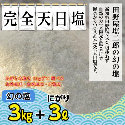 ふるさと納税 田野町 [四国一小さなまち]★3種類の塩から選べる★田野屋塩二郎の完全天日塩 幻の塩 3kg+にがり 3L