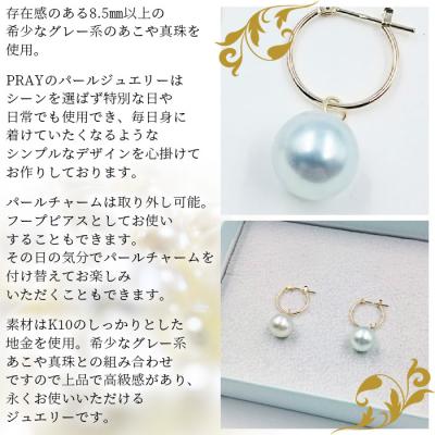 ふるさと納税 西予市 <明浜産あこや真珠8.5mm　希少グレー系 K10YGフープピアス> パール　アクセサリー_2