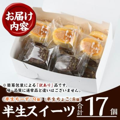 ふるさと納税 いちき串木野市 【訳あり】半生ちーず・半生ちょこ スフレ チーズケーキ と チョコレートケーキ 詰合せ 合計17個 |  | 03