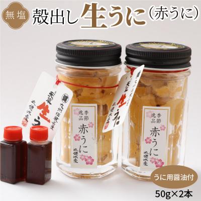 ふるさと納税 天草市 [先行受付・指定日必須]殻出し生うに(赤うに)50g×2本 うに用醤油付