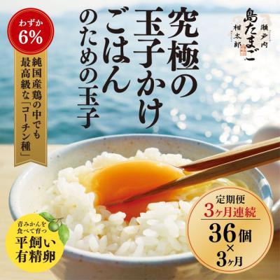 ふるさと納税 三原市 [3ヶ月定期便]『島たまご』平飼い有精卵 36個(34個+割れ補償2個) [017-033]