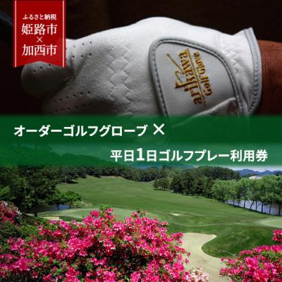 ふるさと納税 加西市 オーダーゴルフグローブ プレミアム × 平日1日ゴルフプレー利用券[No5698-1423]
